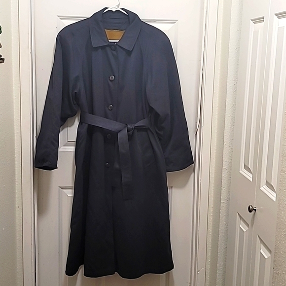 LONDON FOG VINTAGE GRAY TRENCH COAT DOUBLE BREASTED SIZE 10 PET - Picture 2 of 16